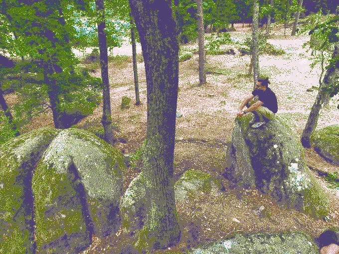 
              Me contemplating a jump between two big boulders
            