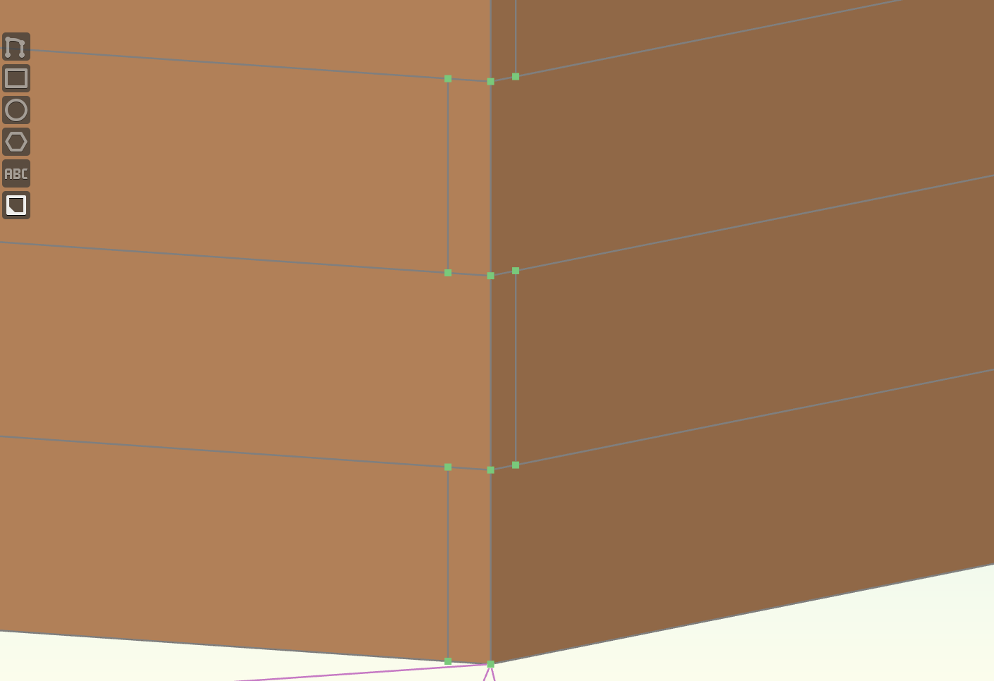 Orthogonal view of the corner post. Planks overlap every other row