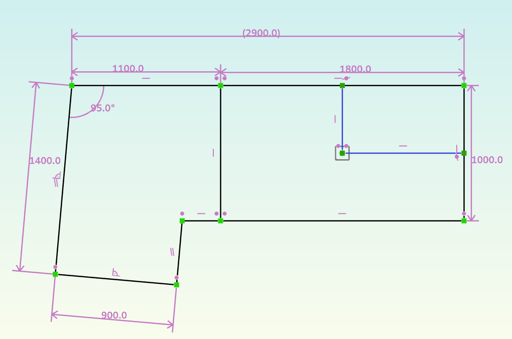 An L-shaped box describing the total area available for this build