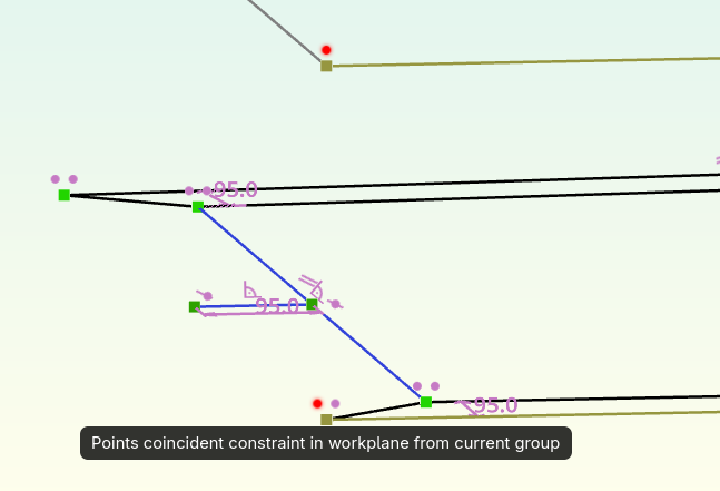 A sketch on a lower elevation referencing a point in the original reference higher up