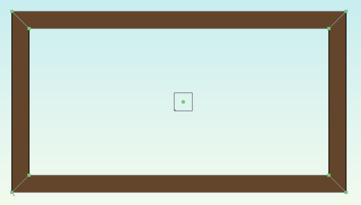 Four planks forming a rectangle. Where the planks meet, they're joined with an angled cut
