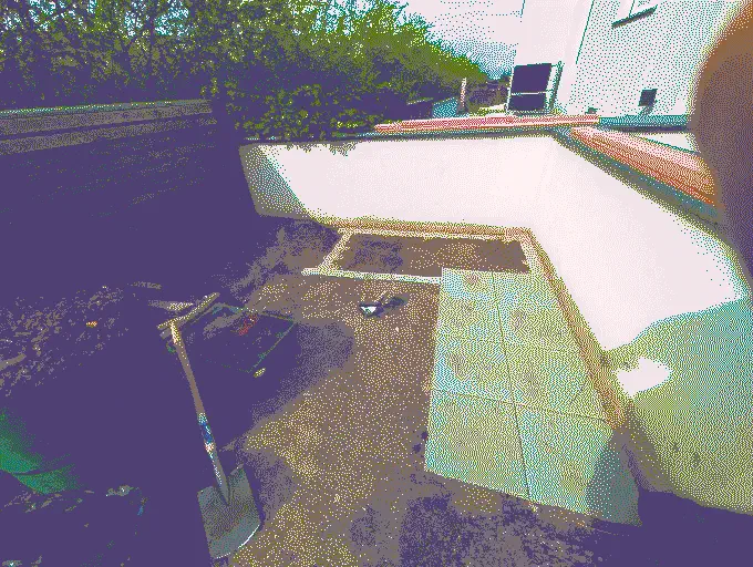 
              The foundation of the planter. It is finished on the right side but the left part is only dug out
            